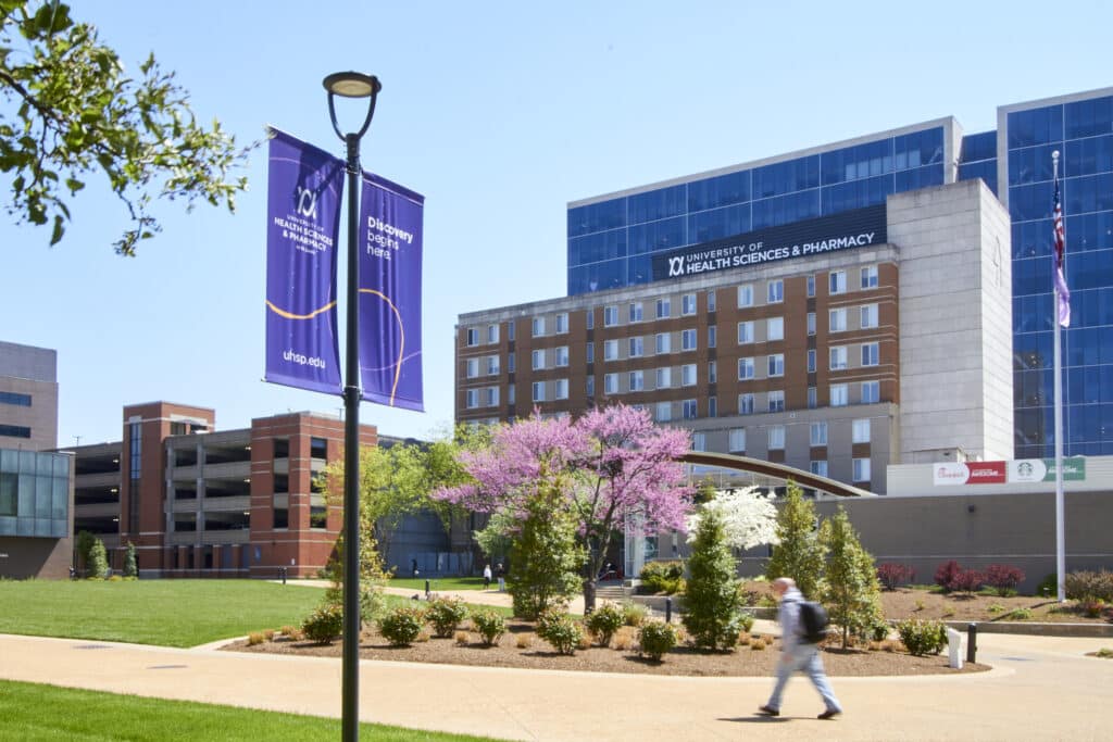 The University of Health Sciences and Pharmacy in St. Louis' campus looks great in the springtime.