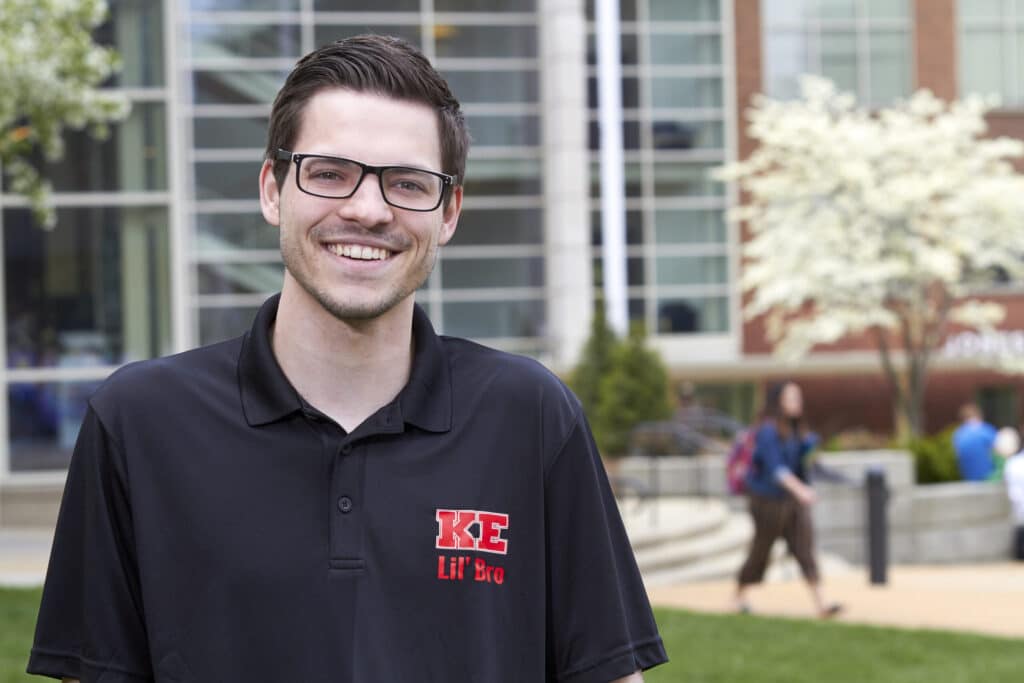 UHSP student Zach Klingbeil enjoying the nice weather on campus.