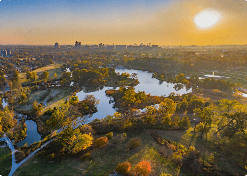 Aerial view of Forest Park in St. Louis