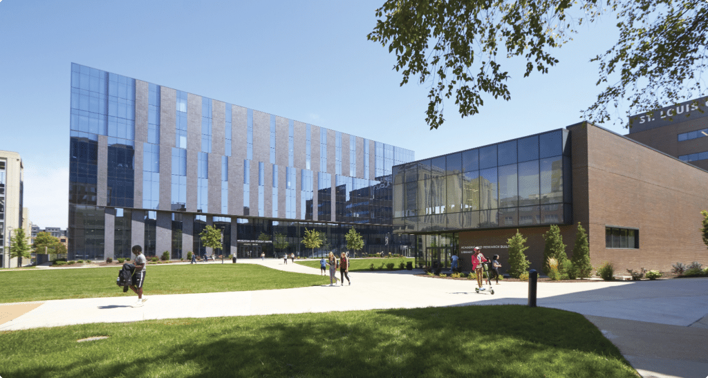 Students walking through UHSP's campus