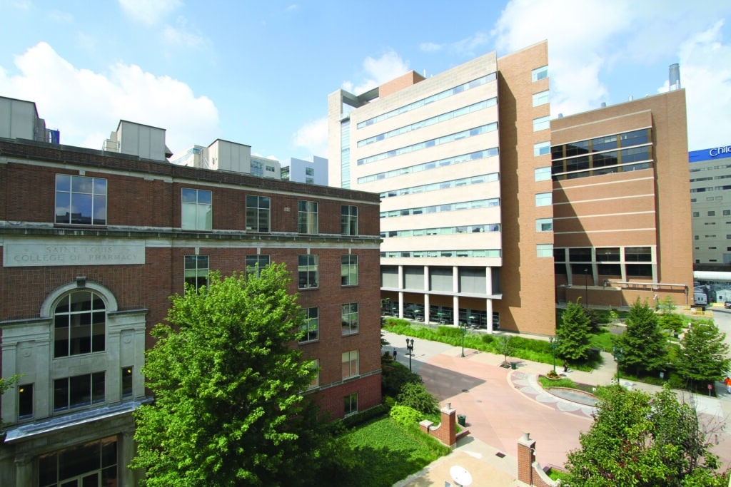 Aerial view of UHSP's Jones Hall part of the larger biomedical complex