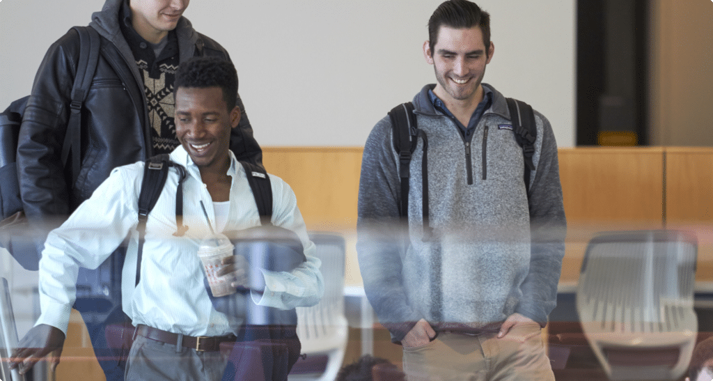 Students walking down auditoriumjpg