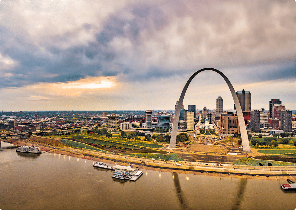 aerial view of the St. Louis skyline