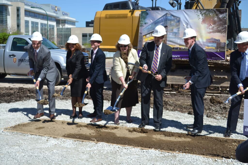 Dr. Pieper and other University breaking ground on the Academic and Research Building