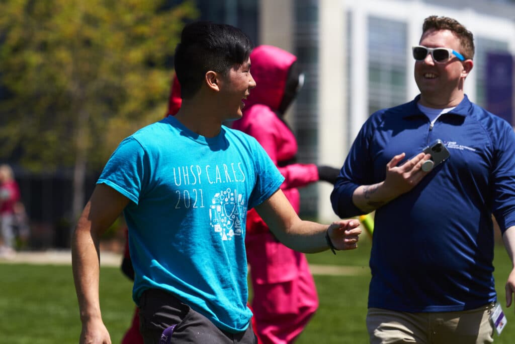 Student playing quad games during spring semester