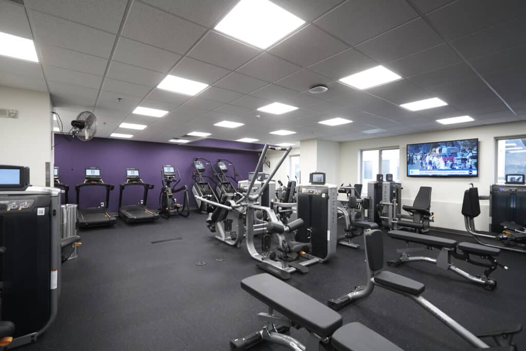 Exercise machines and treadmills available in the South Residence Hall's gym at UHSP