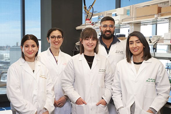 Ream Al-Hasani and her research team in their research lab in the Center for Clinical Pharmacology