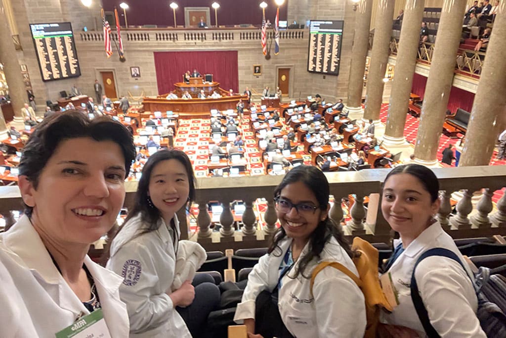 Student pharmacists and faculty advocate at the Capitol during Missouri Legislative Day.