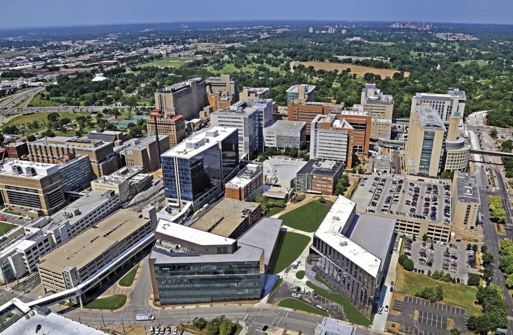 Aerial image of UHSP and the Washington University Medical Campus